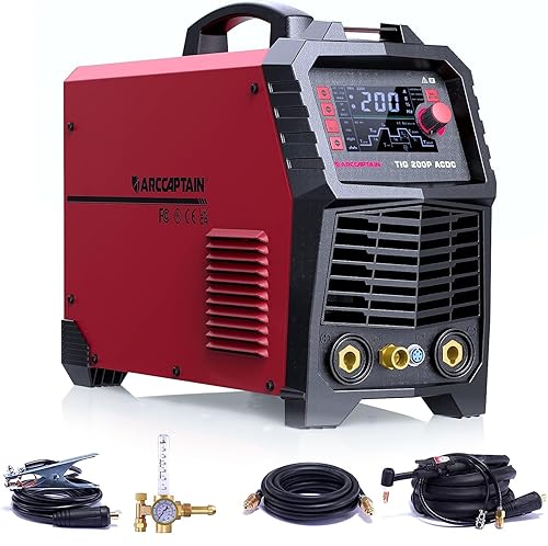 ARCCAPTAIN TIG Welder AC/DC 200Amp with Pulse, Aluminum TIG Welder 110V ...