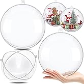 Jenaai 2 Pcs 7.87 Inches/ 200 mm Christmas Clear Fillable Ornaments Ball Large Clear Plastic Acrylic Balls Christmas Ornaments for Crafts DIY Wedding Party Decor
