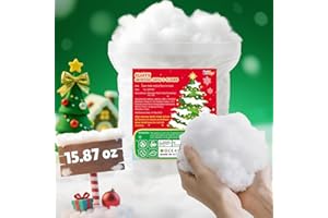 LQYOYZ Christmas Fake Snow Decor, 15.87oz Fiber Artificial Snow Cotton Snow Fluffy Indoor Decoration, Flame Resistant Snow Blankets Mantle Village, Nativity, Cotton Stuffing for Crafts, Winter Party Decor