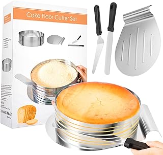 Familybox Tortenboden Schneidhilfe, Torten Set 4tlg, Ø26-28 x 8 cm Torten Zubehör aus Edelstahl Set Ring Cutter Layer Kuchen Slicer