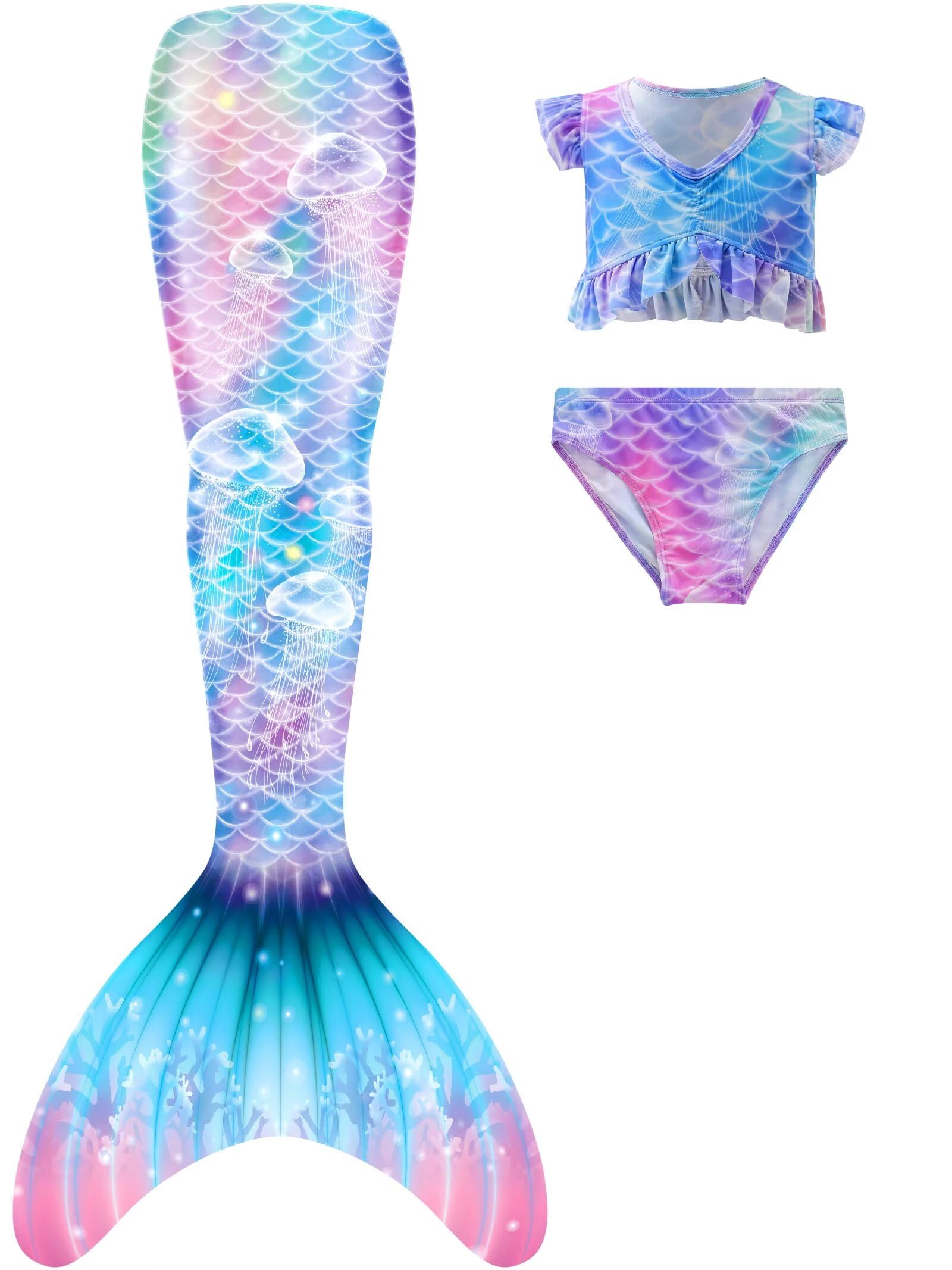 Superband Girls Mermaid Bathing Suit 3PCS