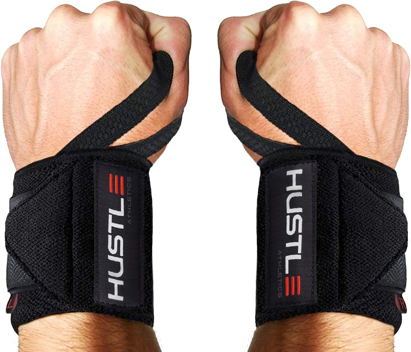 Hustle Athletics Wrist Wraps Weightlifting - Best Support for Gym & Crossfit - Brace Your Wrists to Push Heavier, Avoid Injury & Improve Your Workout Instantly - for Men & Women