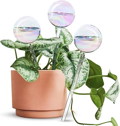 [Tomorotec] 3Pcs Light Iridescent Rainbow Glass Self-Watering Spikes Auto Plant