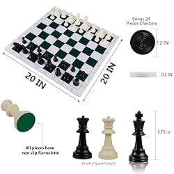 Juegoal 20" Portable Chess & Checkers Set, 2 in 1