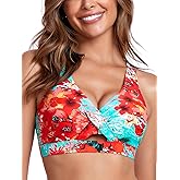 Ocean Blues Women's V-Neck Bikini Top Retro Cutout Bathing Suit Top