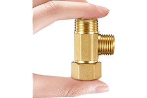 ONDIOMN Water Line Adapter Splitter Tee Valve - Brass Dishwasher Toilet Supply Line Connector with 3/8 T Compression Fittings(3/8"-3/8"-3/8", 1 PCS)