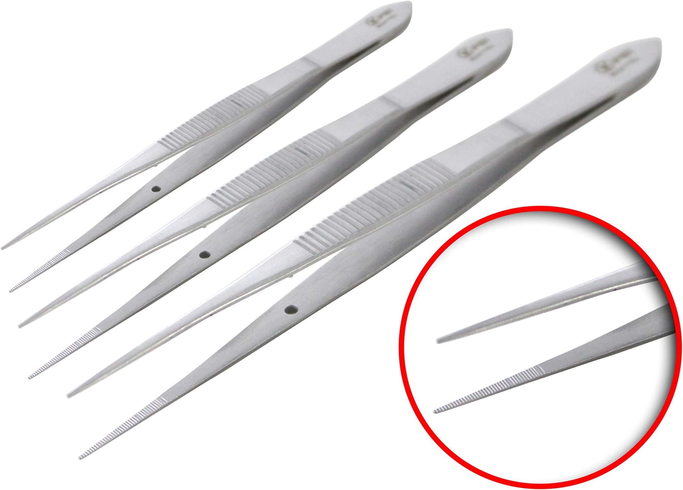 PBI - Precision Tweezers Jewelry Making Tweezers, Technician Tools, Technical Tweezers - Stainless Steel 10 Pieces Set