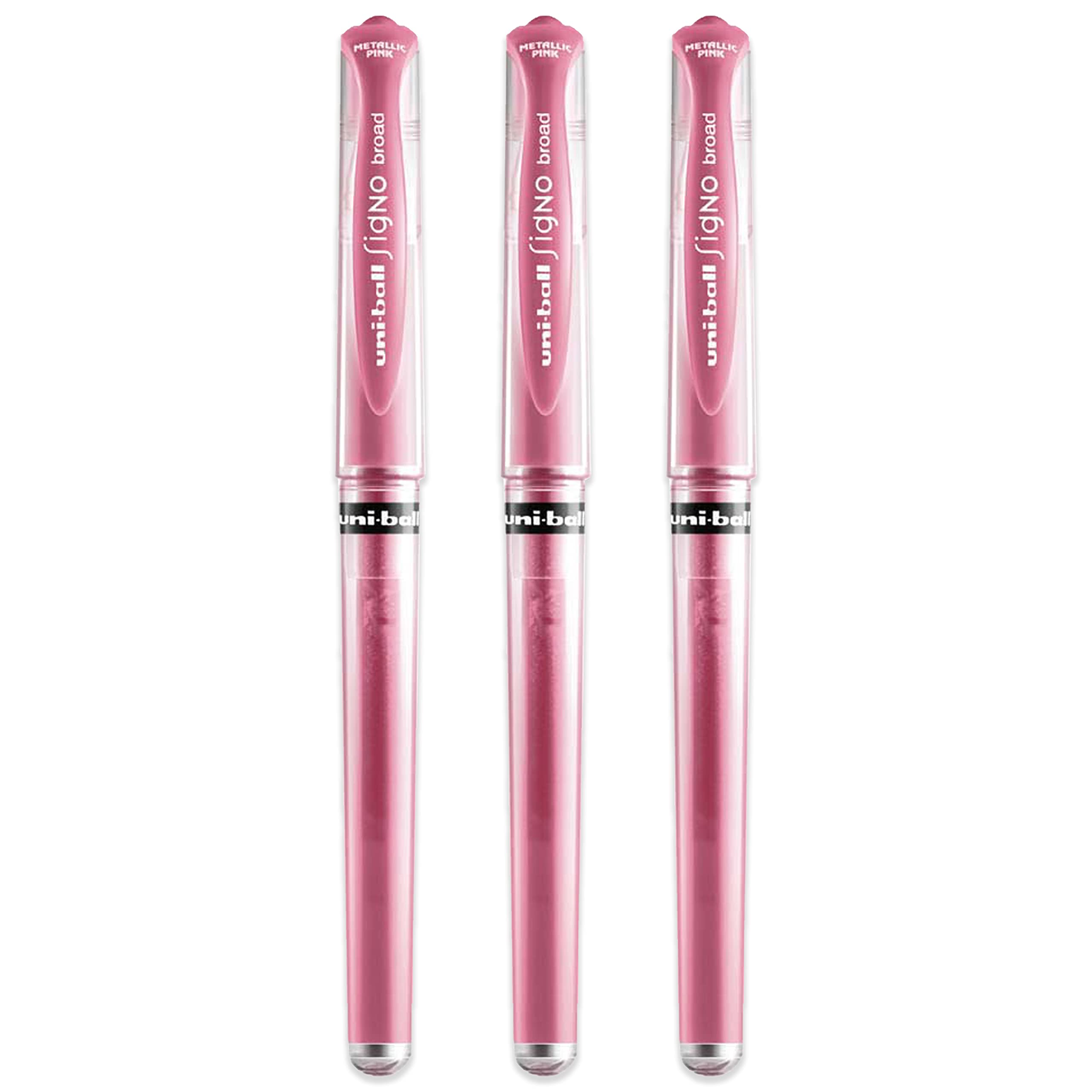 uni-ball Signo Pen Broad Metallic Gel Ink Rollerball - Metal 1mm Tip Nib 0.65mm Line Width With Rubber Grip - UM-153 (3)