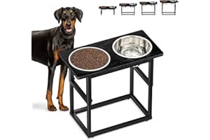 Zarler Elevated Dog Bowls for X-Large and Large Breed, 5 Adjustable Heights from 8.2'' - 17.3'', 2 Stainless Steel Bowls, 8.2'',11.8'',13.7'',15.7'',17.3'' Raised Dogs Bowls Stand