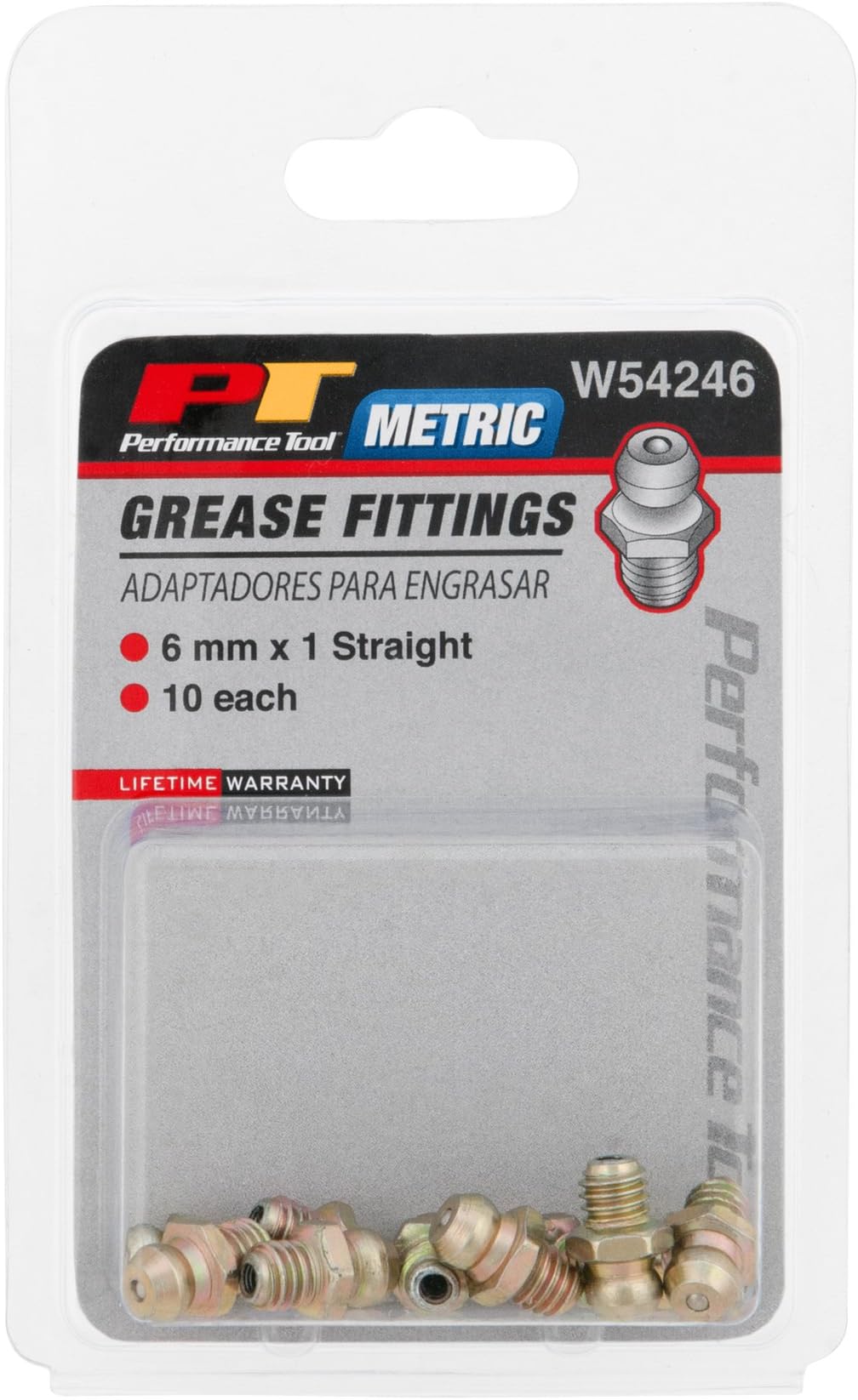 Performance Tool W54246 6mm x 1mm Grease Fitting, (Pack of 10)