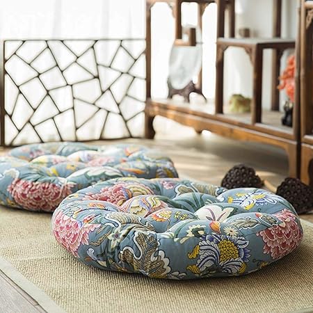 Yangd 2er Set Sitzkissen Stuhl Flauschig 55cm Rund Gartenstuhl Auflage Niederlehner Zafu Kissen Meditationskissen Yogakissen Dickes Bodenkissen Color Flower Amazon De Kuche Haushalt