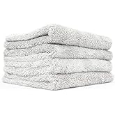 The Rag Company - Eagle Edgeless 500 (4-Pack) Professional Korean 70/30 Blend Super Plush Microfiber Detailing Towels, 500GSM, 16in x 16in, Ice Grey