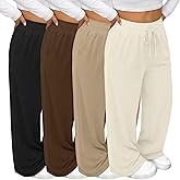 Oakgarden 4 Pack Women's Plus Size Sweatpants Wide Leg Baggy Drawstring Pants Yoga Casual Workout Joggers with Pockets