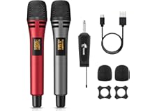 TONOR Wireless Microphones, UHF Dual Karaoke Microphone System, Microfonos Inalambricos with Rechargeable Receiver, Cordless 