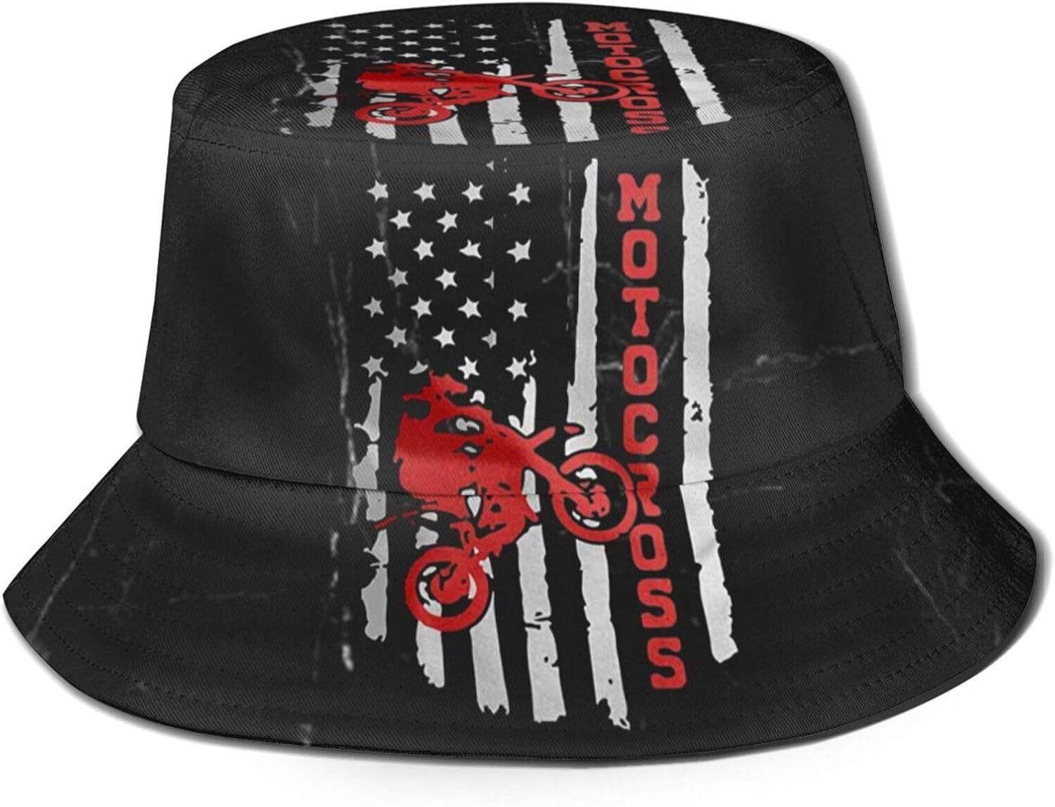 American Flag Motocross Dirt Bike Fisherman's Hat Unisex Print Sun Hats