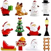 PlentifulHome 12 Pcs Mini Christmas Figurines – Resin Santa, Snowman, Reindeer & Xmas Decor Set for Miniature Scenes, Crafts, Dollhouse Ornaments & Holiday Table Decorations