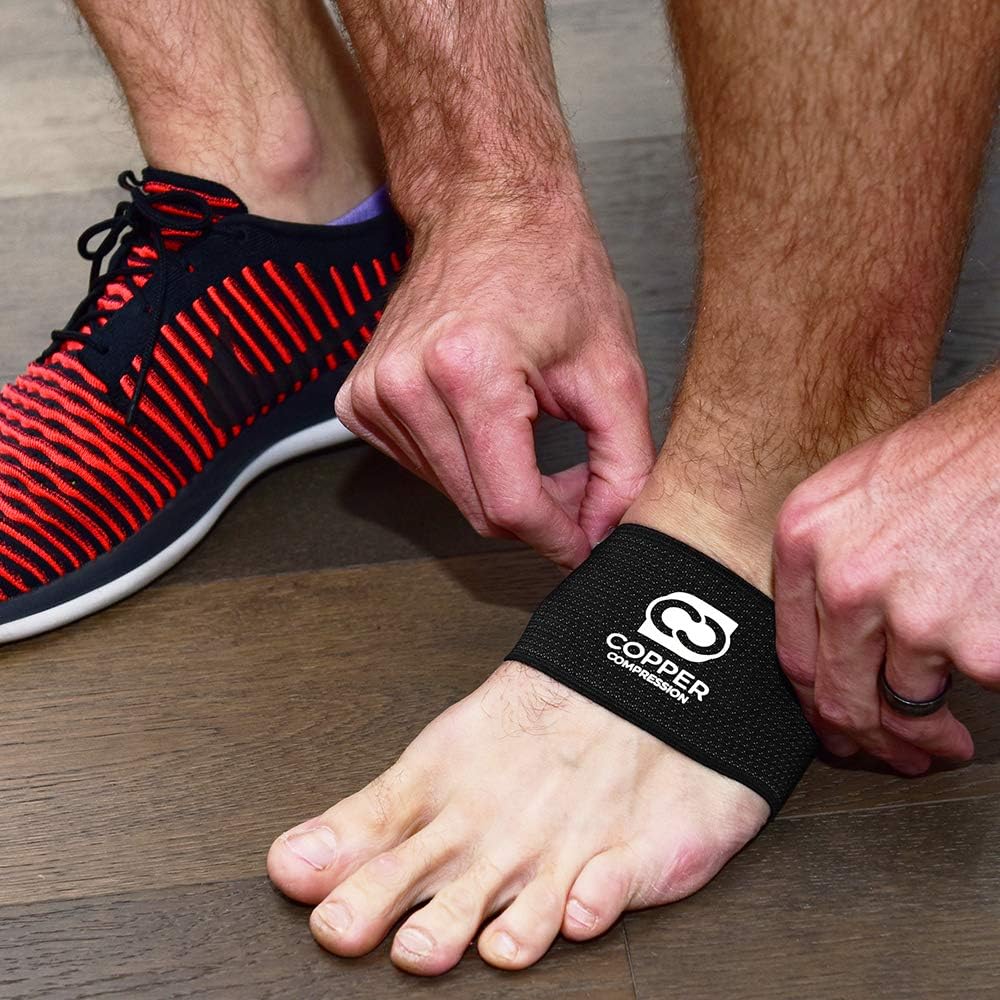 Copper Compression Padded Arch Support - 2 Padded Plantar Fasciitis Sleeves. Guaranteed Highest Copper Arch Supports with Pad. Planter Fasciitis Support Braces for Foot Care, Feet Pain, Flat Arches: Health & Personal Care