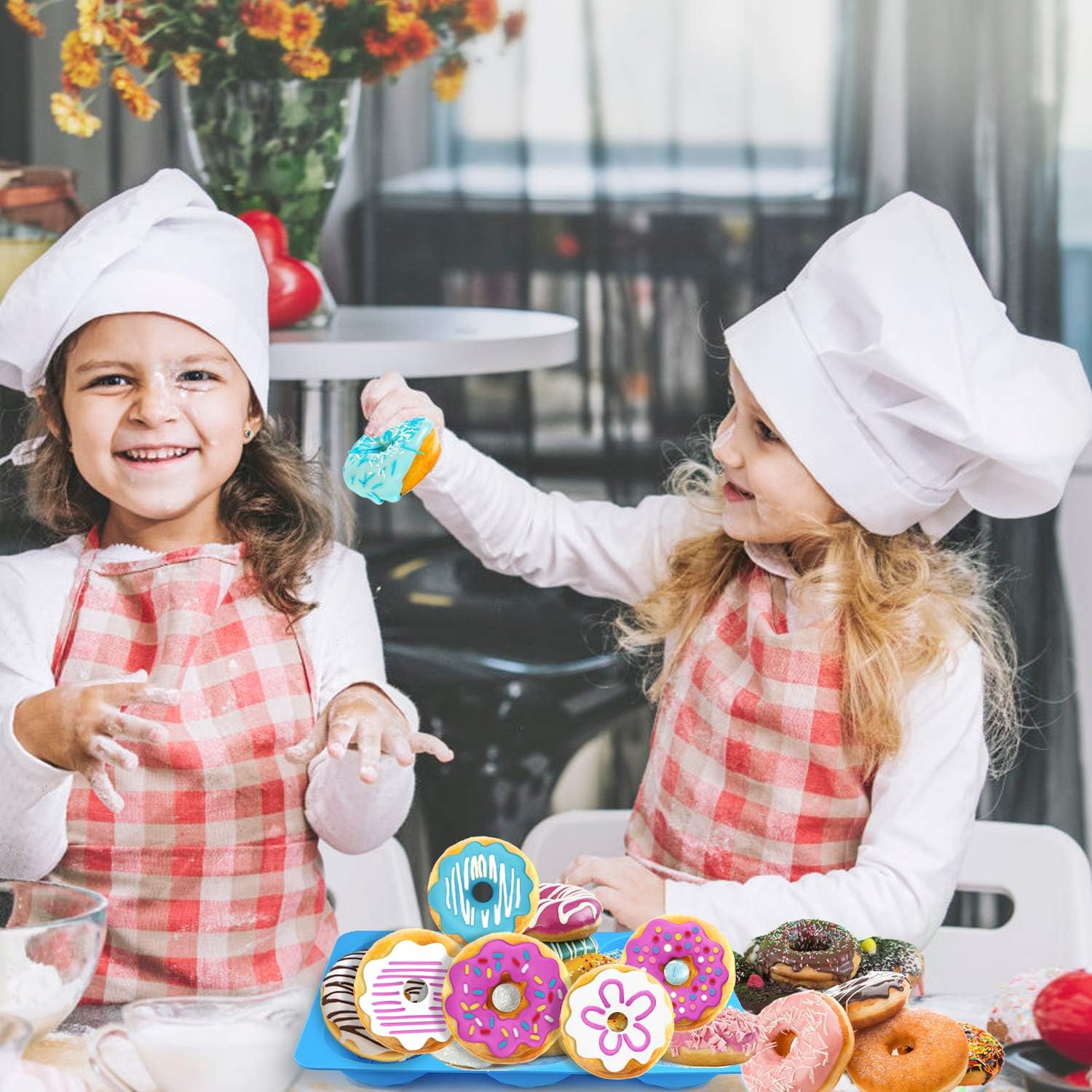 Mity rain Silicone Baking Mold/Donut Pans/Round Mold for Soap Cupcake Cake Biscuit Muffin Jello Bagels（Set of 2）: Kitchen & Dining