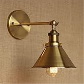 UKN Brass Wall Sconce with Metal Cone Shade Gold Industrial Dimmable