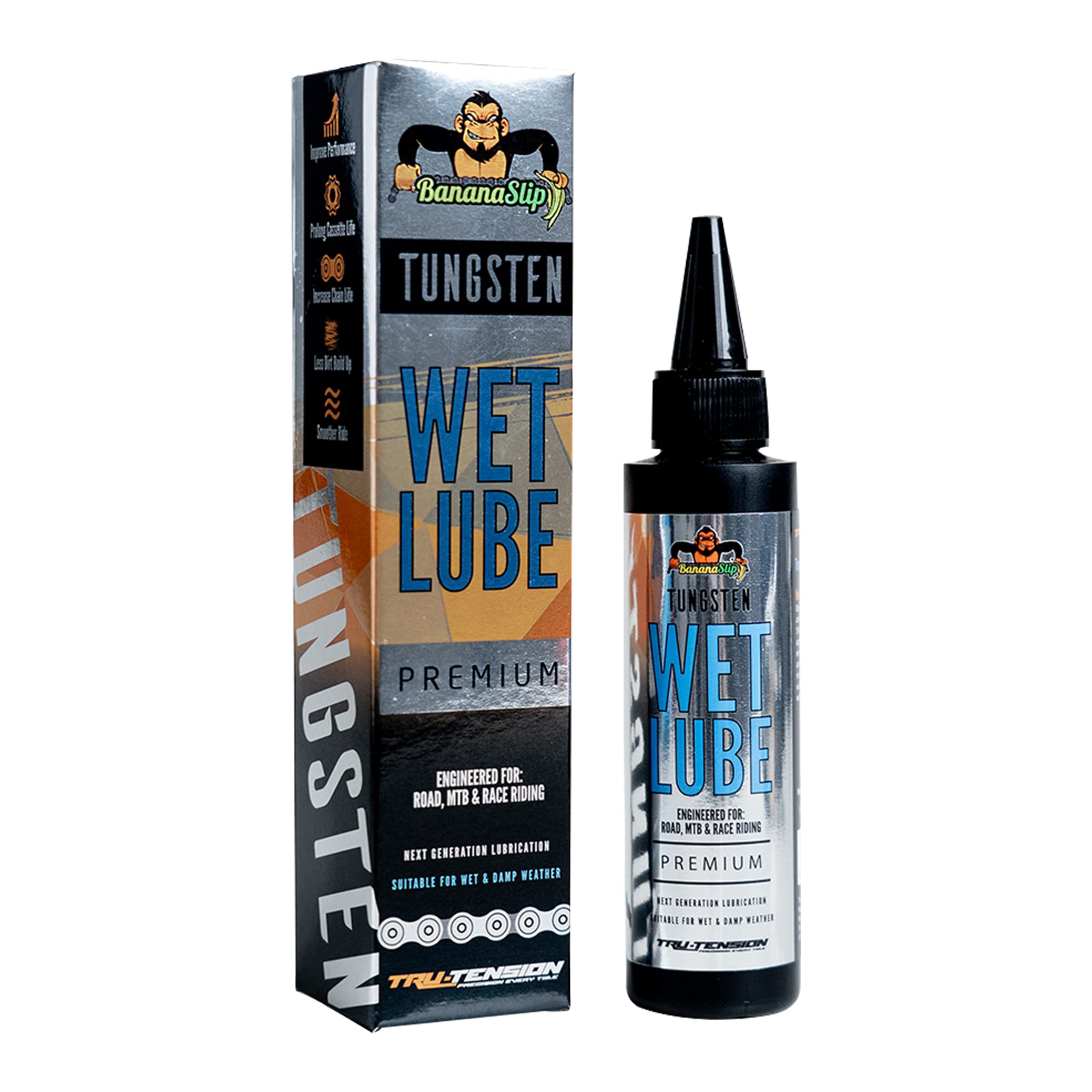 Tru-Tension | BananaSlip Tungsten Wet Lube | Road, Mountain & Race Bike Lubricant | Bicycle Tools & Accessories | 50ml