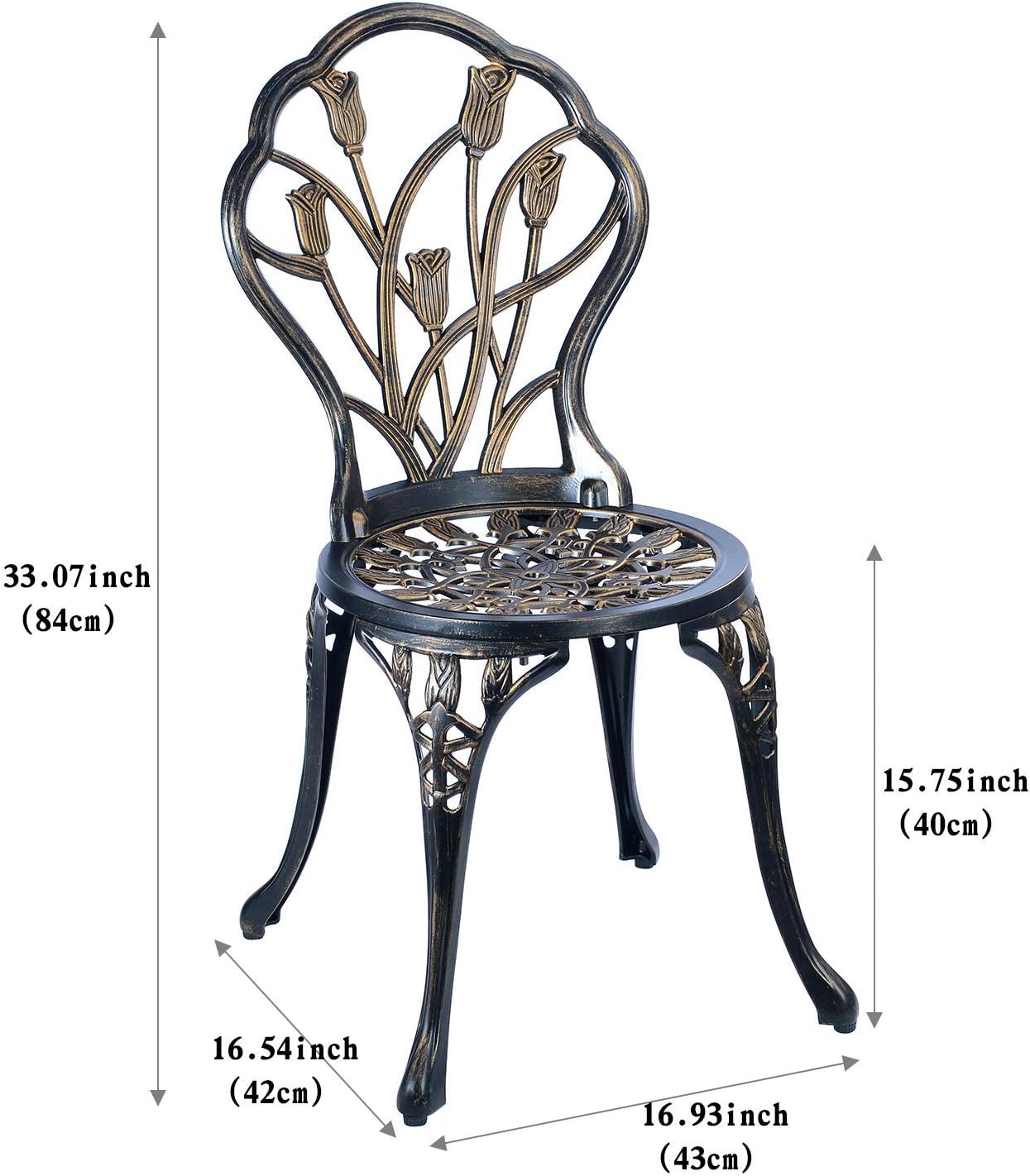 U/D Patio Bistro Table Set,5 Picec Outdoor Patio Set Rust-Resistant Cast Aluminum Tulip Design Outdoor Furniture Set: Garden & Outdoor
