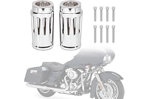 Goldfire Upper Fork Slider Covers Billet Fork Boot Slider Protective Shells Fit For Harley FLT FLHR FLHX FLHT COW Bells Touring Street Glide 1986-2019 Accessorie (Chrome Style)