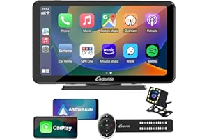 [2024 Newest] Carpuride 7 inch Wireless Apple Carplay & Android Auto Portable Car Stereo with Backup Cam & Steering Wheel Control, Bluetooth 5.0 /Mirror Link/GPS/Siri/FM/AUX/Google, Dashboard Mounted