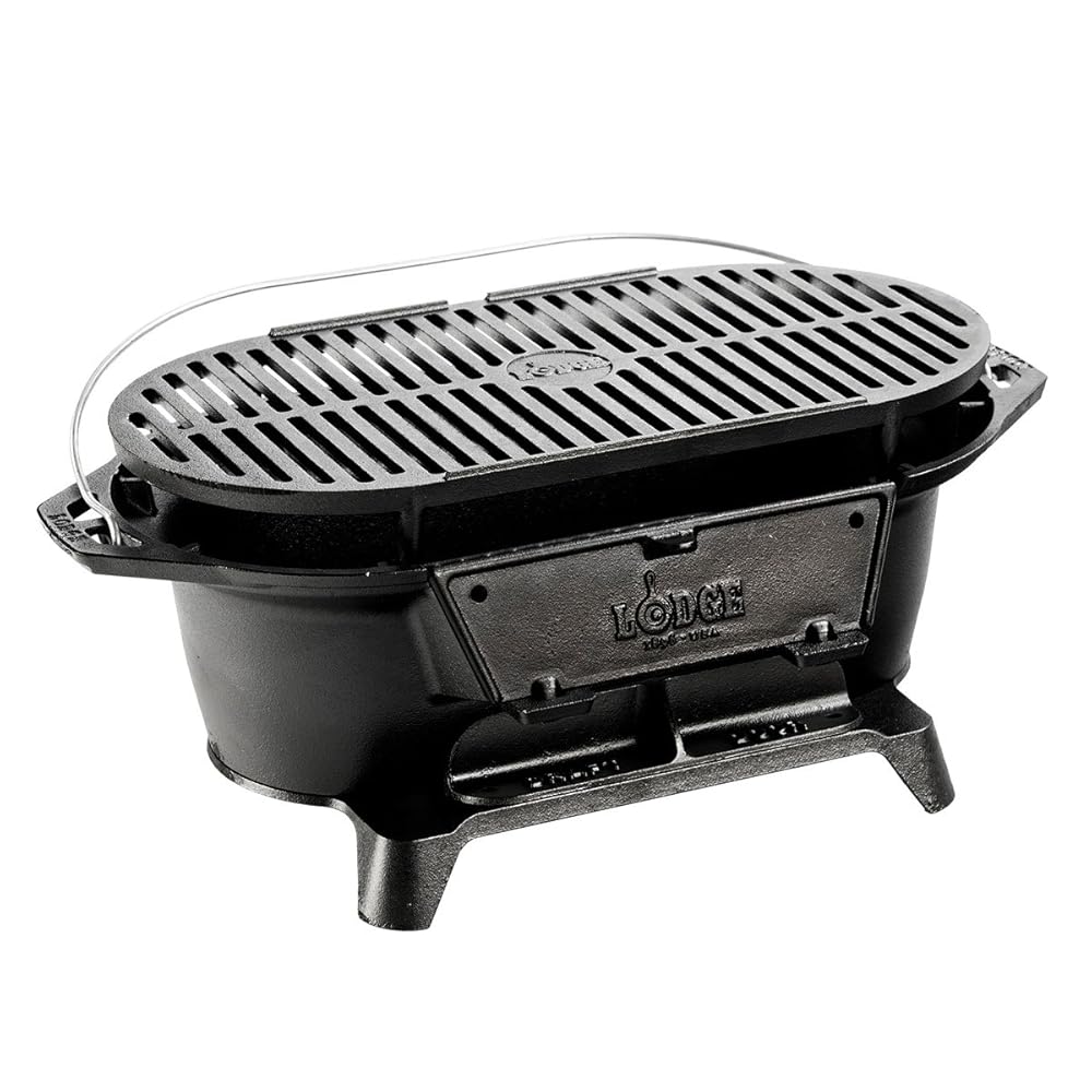 2. Lodge Cast Iron Sportsman's Grill. Large Charcoal Hibachi-Style Grill