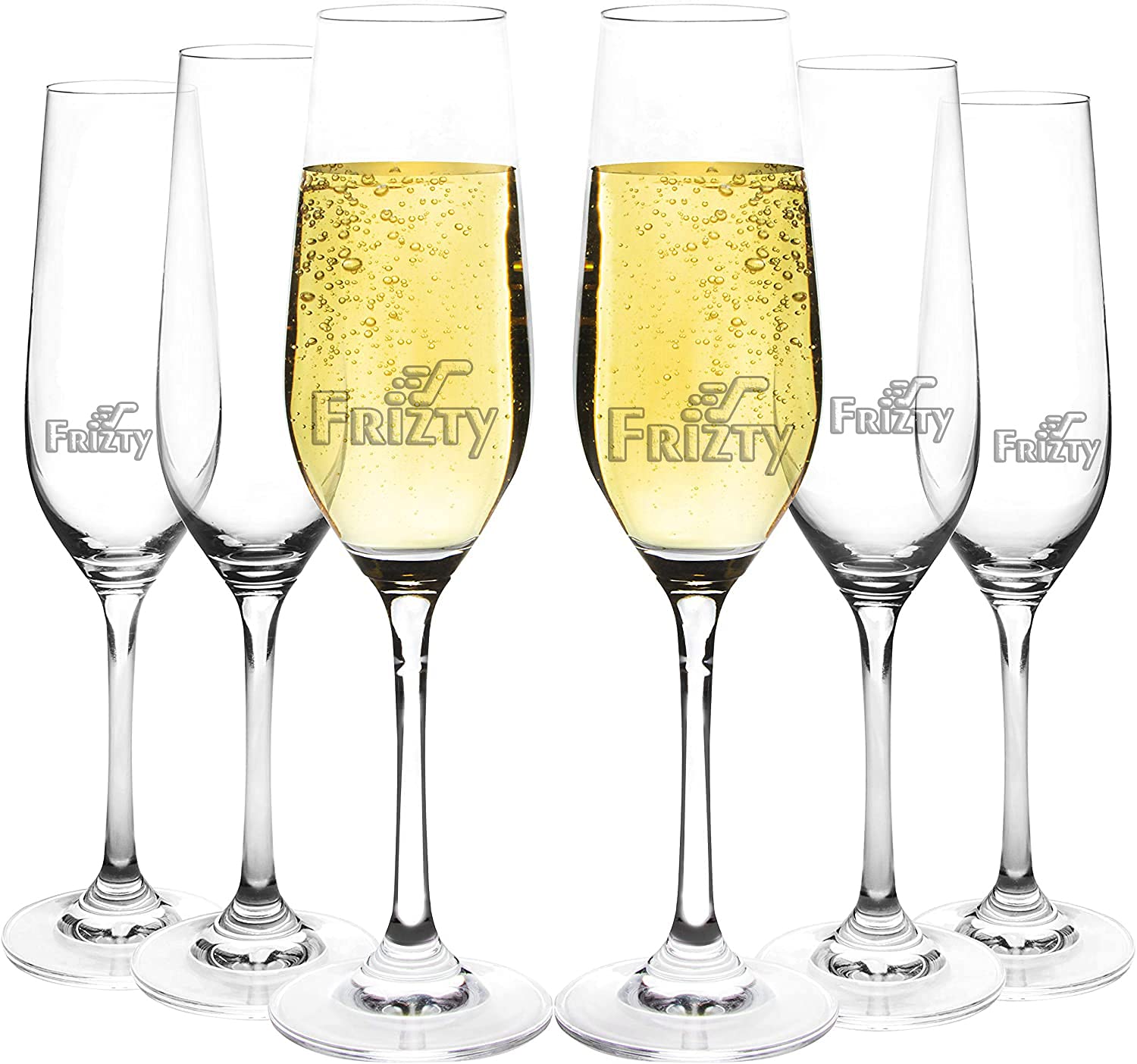 Buy Frizty Champagne Flutes Set 6Piece, Clear Champagne Glasses with