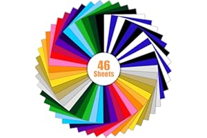 46 Pack Heat Transfer Vinyl, 20 Colors 12" x 10" Heat Transfer Iron on Vinyls Sheets, DIY Gift for Family