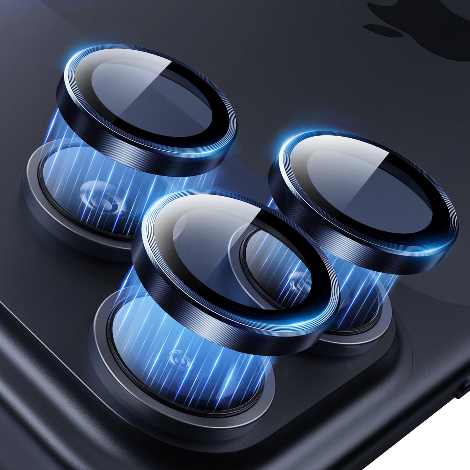 Photo 1 of Hoerrye for iPhone 17 Pro Max/17 Pro Camera Lens Protector - [Top 9H+ Tempered Glass - 12FT Military Grade] HD Invisible Fit Camera Screen Protector Cover Accessories Case Friendly,Deep Blue