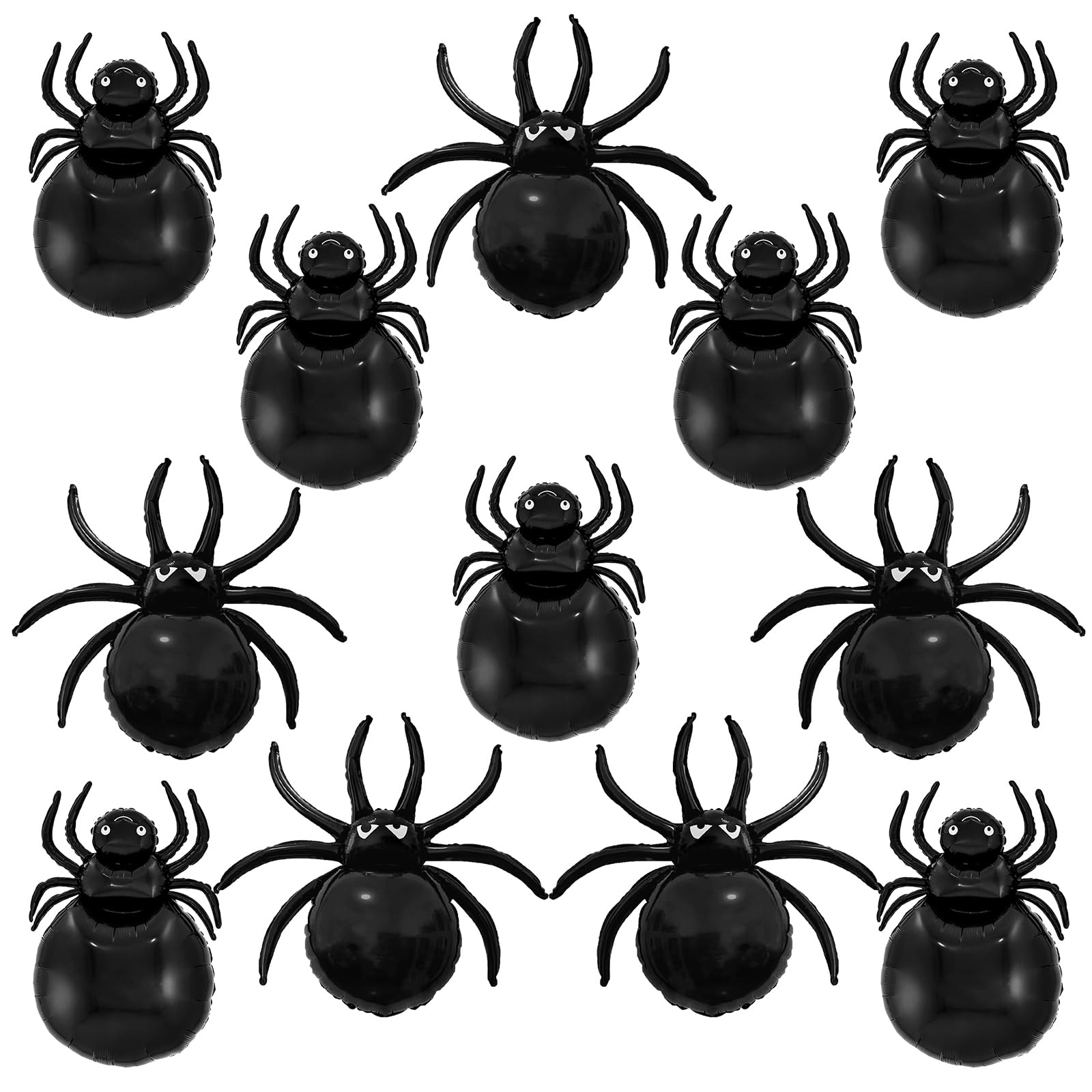 Photo 1 of 12Pcs Halloween Black Spider Balloons, Large Realistic Halloween Spiders Foil Balloon Spooky Spider Balloons for Trick or Treat Haunted House Day of Dead Party Decorations