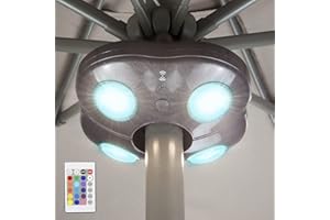 HONWELL Patio Umbrella Light Outdoor Wireless Battery Operated LED Table Umbrella Lights with Remote, 12 Color Changing Outside Umbrella Pole Light, Camping Lights for Umbrellas (Brown)