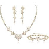 EVER FAITH Teardrop Cubic Zirconia Bridal Jewelry Sets for Bride, Sparkly CZ Elegant Pendant Necklace Dangle Earrings Bracelet Set for Women