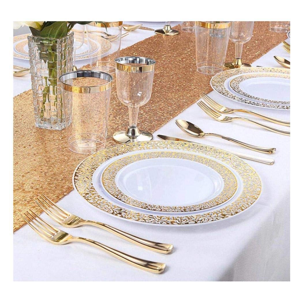 lazinem Durable Hollow Wedding Party Disposable Plate Tableware Dishes