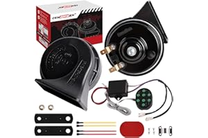 CENZHIWEN Musical Car Horn with Controller 12v Motorcycle Horns High/Low Tone Metal Dual Horns Kit Waterproof with Cars, Motorbike,Pickup. Alternative Electronic Components for Cars and truck ﻿ (8-tone)