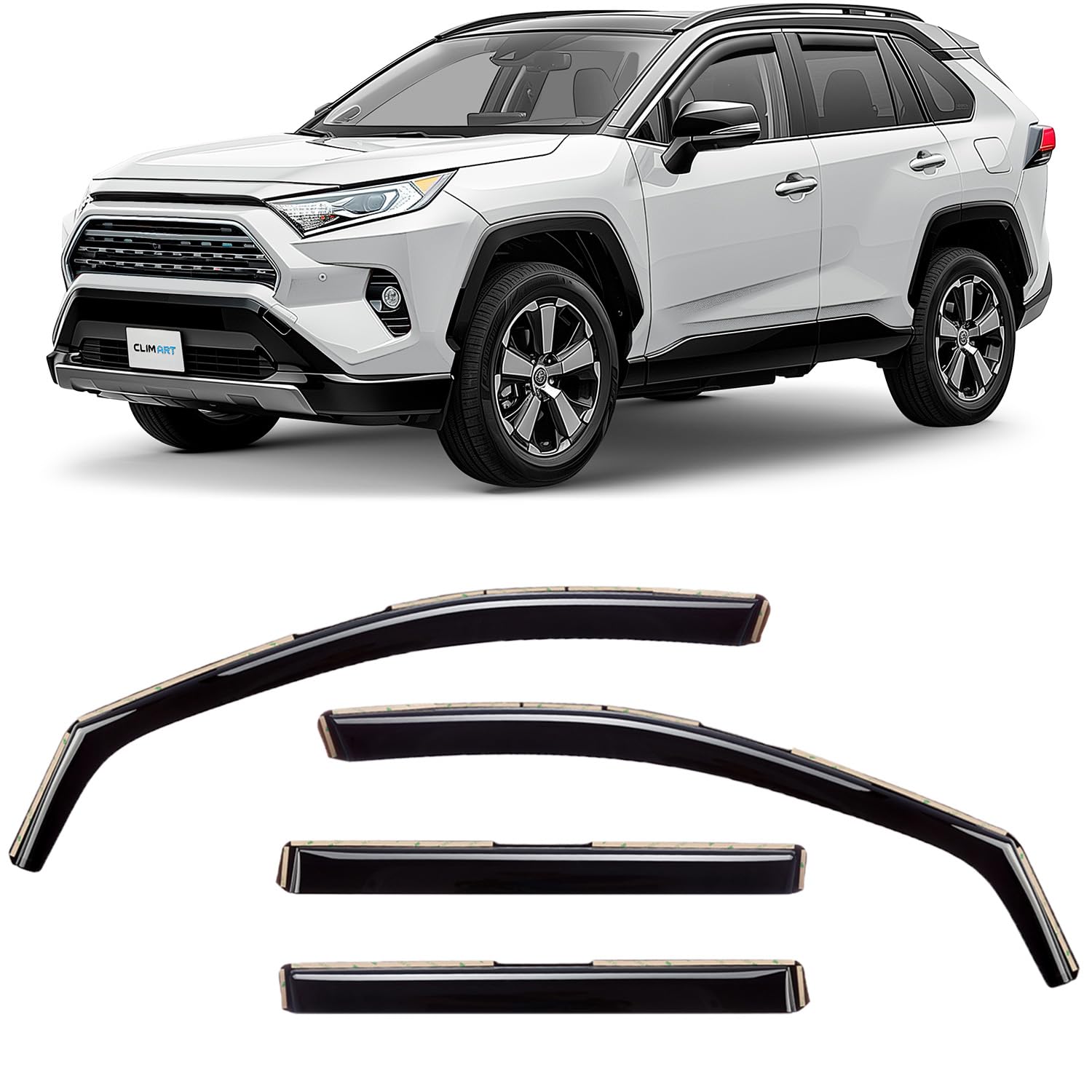 Photo 1 of CLIM ART in-Channel Incredibly Durable Rain Guards for Toyota RAV4 2019-2025, Original Window Deflectors, Vent Deflector, Vent Window Visors, Dark Smoke Car Accessories, 4pcs - 619152