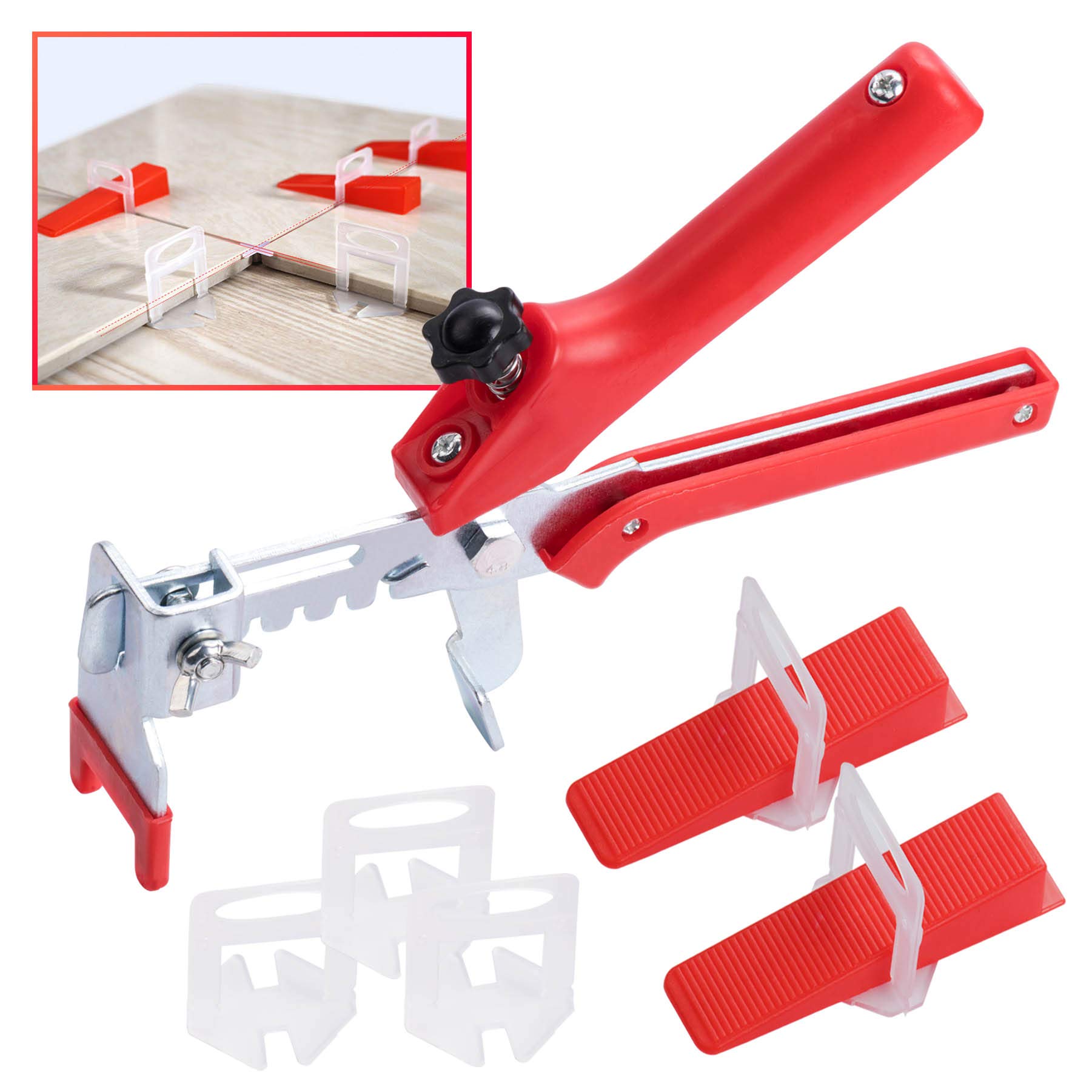 400PCS Tile Leveling System 2mm 300pcs Tile Level Wedge Spacer Plus 100pcs Reusable Wedges with a Tile Leveling Pliers