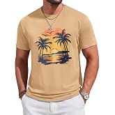 Runcati Mens Short Sleeve T-Shirts Crew Neck Casual Graphic Shirt Summer Beach Palm Tree Sunset Printed Vintage Hawaiian Tees
