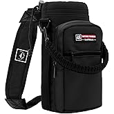 NATURE PIONEOR Water Bottle Holder with Adjustable Strap - 26/32/36/40/46/64oz Insulated Water Bottle Sling Carrier with Paracord Handle & 2 Pockets, Outdoor Sports, Hiking, Camping, Gym