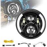 SUPAREE 7 Inch LED Motorcycle Headlight with Turn Signal Fit for Touring | Road King Ultra Classic Electra Street Glide Tri Cvo Heritage Softail Slim Deluxe Fatboy, Black Motorcycle Headlight