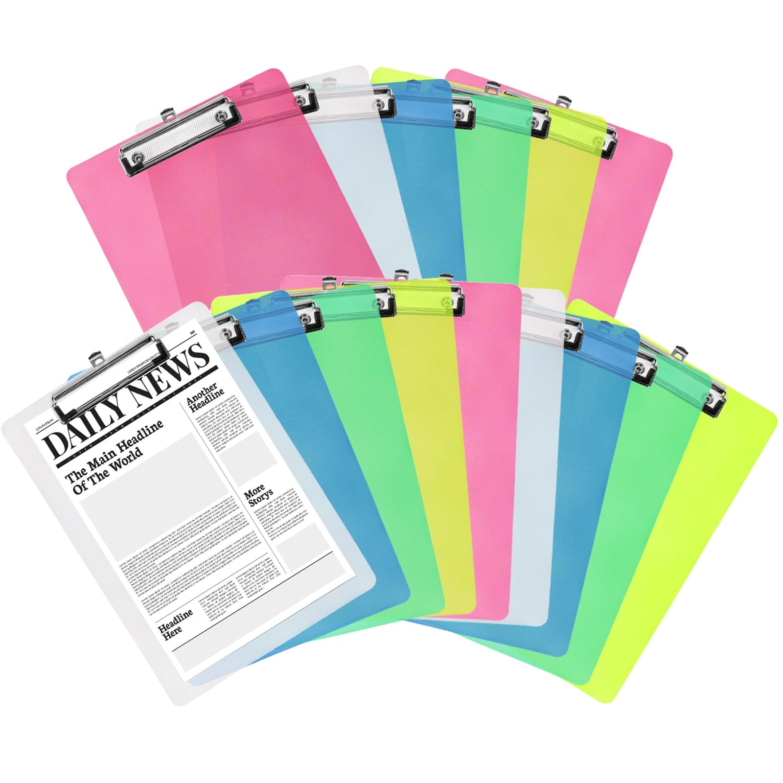 Photo 1 of YOUEON 15 Pack Plastic Clipboards Standard A4 Letter Size, 9" x 12.5" Multi Color Clipboards Bulk, Hangable Clip Boards with Low Profile Metal Clip for Office, College, Hospital, Teacher