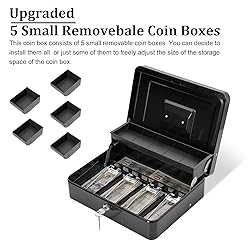 Polspag Cash Box with Lock and 2 Keys, Large Cash