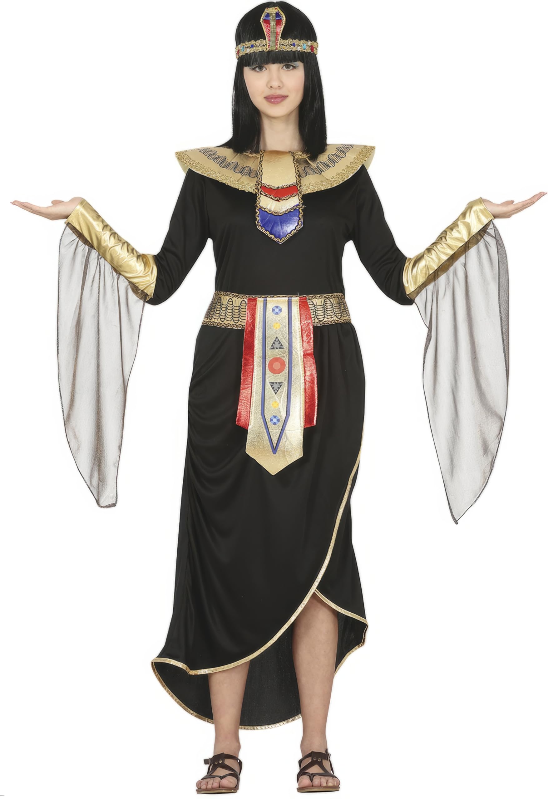 FIESTAS GUIRCA | Egyptian Teen Fancy Dress (14-16 Years) - Dress, Belt, Collar and Shawl - Cleopatra and Pharaoh Costumes for Halloween, Carnival and Egyptian Fancy Dress Parties - Ideal for Teens
