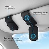 TCJJ Car Visor Sunglasses Holder Leather Clip Magnetic Glasses Holder (Black, 2) view 4