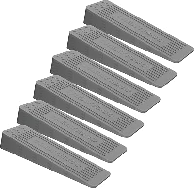 CREATISMO 6pk Grey Rubber Door Stoppers Heavy-Duty Anti-Skid Floor Wedges