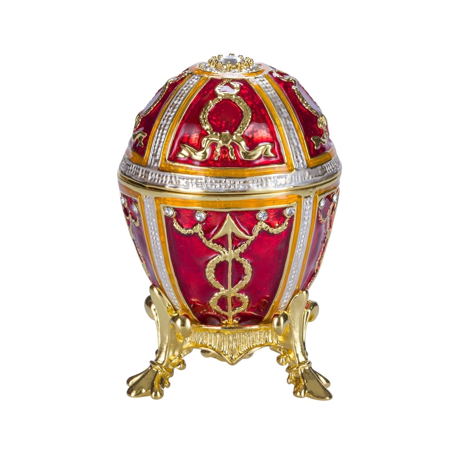 danila-souvenirs Glamorous Style Rosebud Easter Egg Trinket Jewel Box, 6 cm red