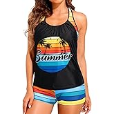 Tempt Me Women Tankini Swimsuits with Shorts - Two Piece Tummy Control Bathing Suit Racerback Sporty Swimwear 2025