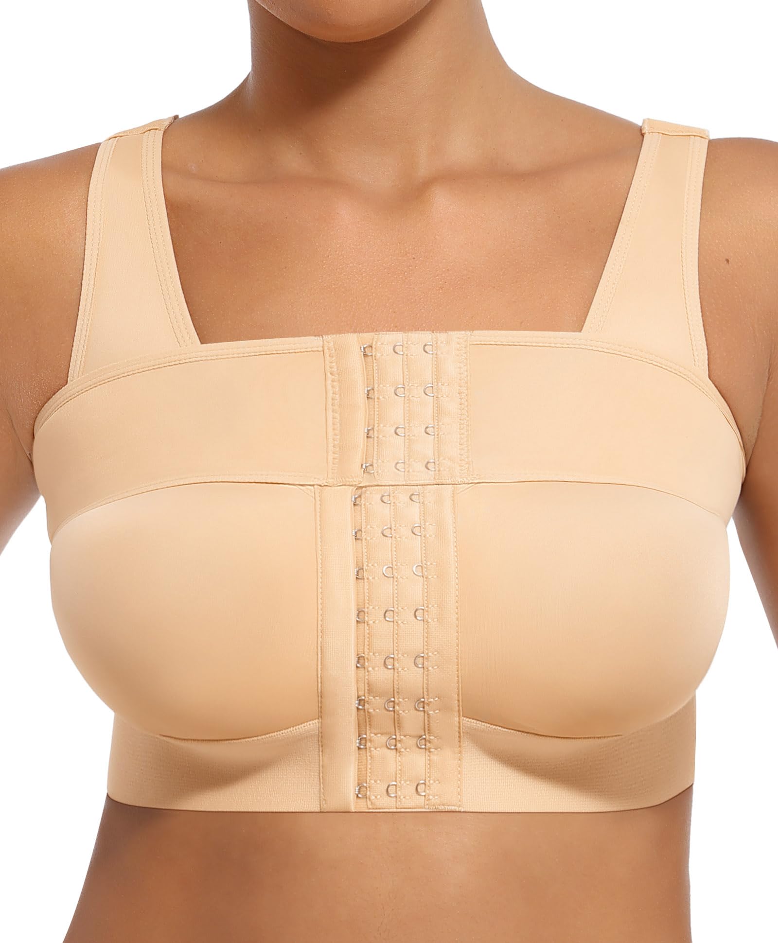 Photo 1 of FeelinGirl Front Closure Post Surgical Compression Bra for Women with Removable Breast Support Band Saddle Brown L