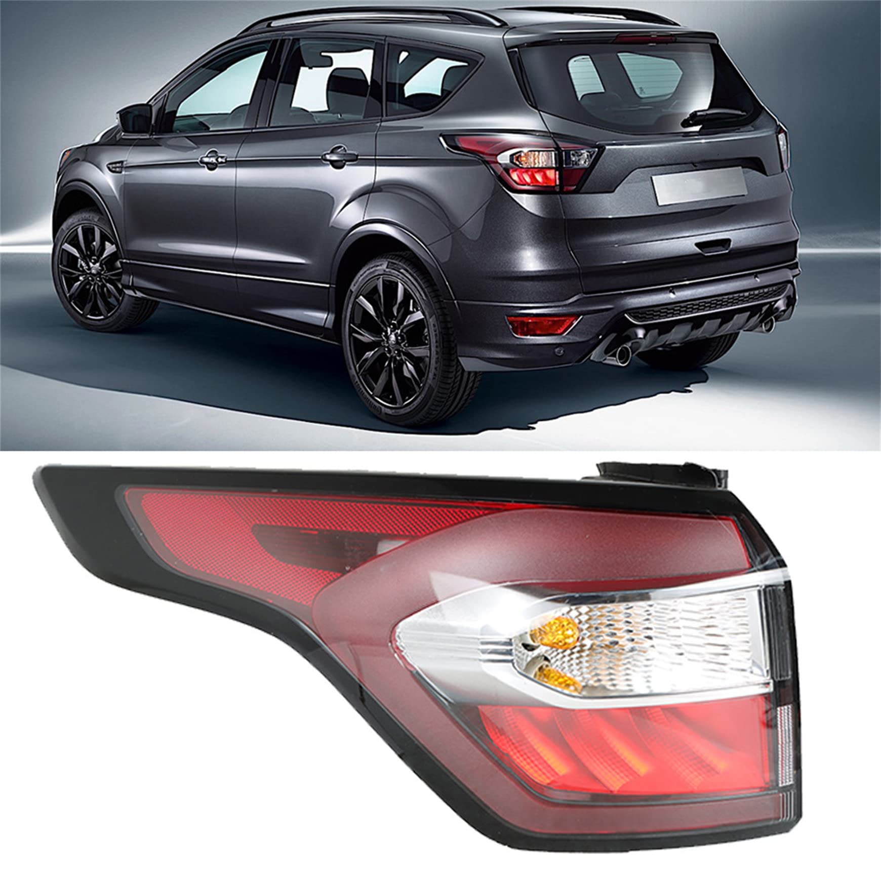 Photo 1 of Silscvtt Rear Brake Indicator Tail Light Replacement for Escape 2017 2018 2019 with Side Lights Red Lens Left Driver Side Outer Tail Lamp GNT56215209